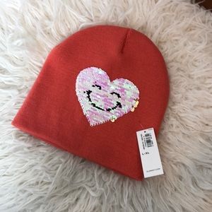 Old Navy l Sequin Coral Heart Winter Hat